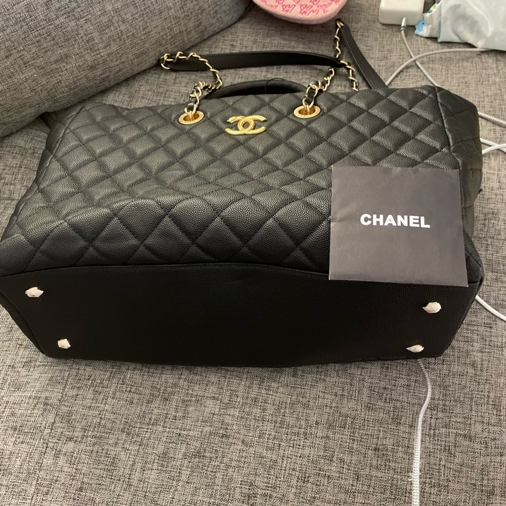 Chanel Black Quilted Tote with Gold Accents - Picture 12 of 16